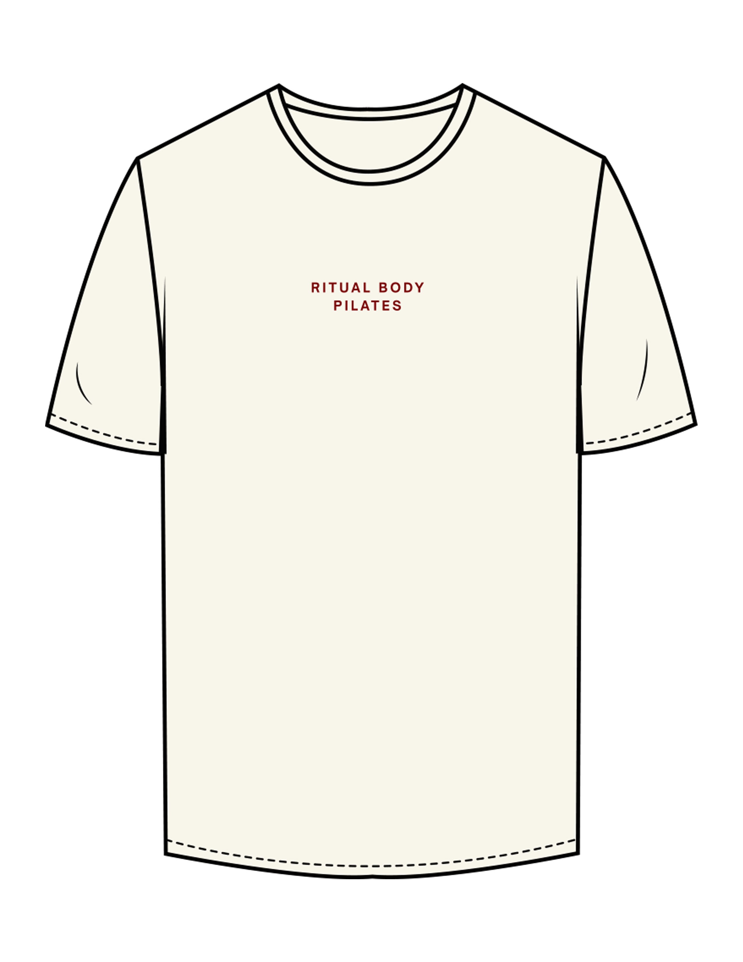 The Mens Tee - Off White - Ritual Body - Center Chest Stacked & Back Stacked - Printed - Maroon