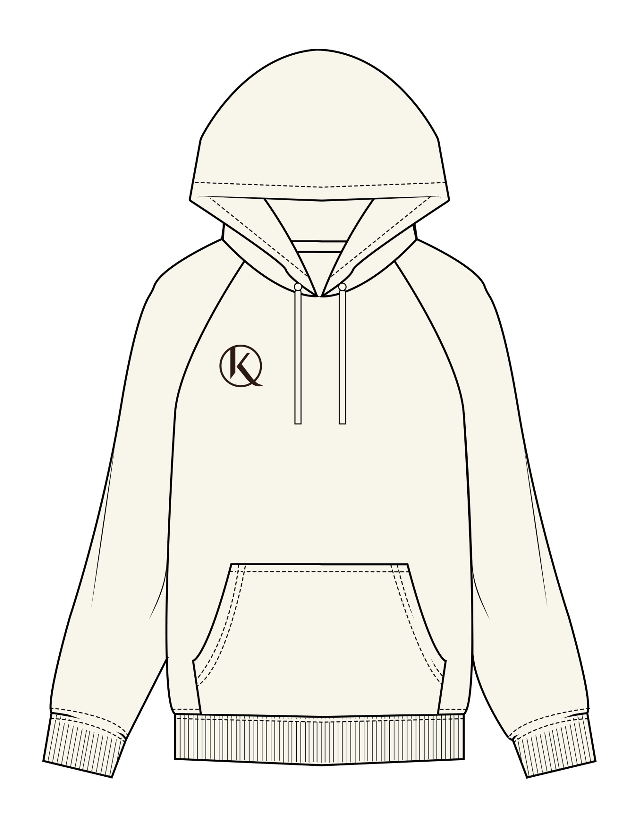 The Mens Classic Hoodie - Off White - Karve - Right Chest & Back Bottom - Printed - Brown