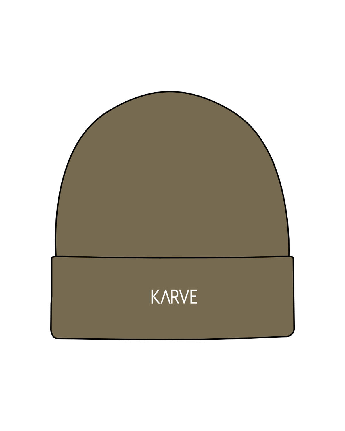 The Beanie - Army - Karve - Center Brim - Embroidered - White