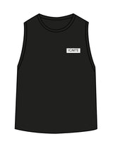 The Womens Classic Crop Tank - Black - Ignite Barre & Fitness - Left Chest - Printed - White