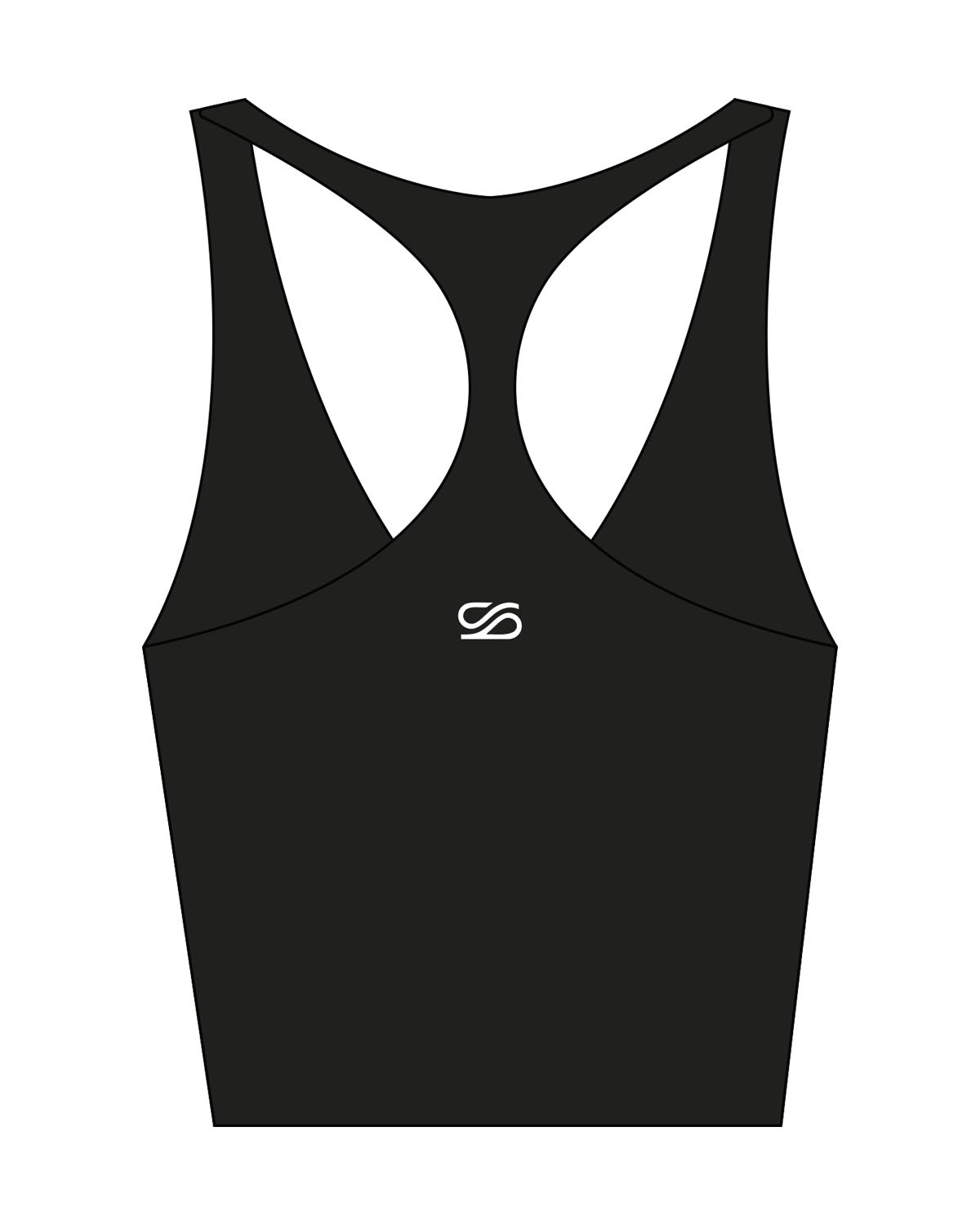The Racer Tank - Black - SUVA - Left Chest & Back  - Printed - White