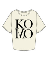 The Crop Tee - Butter - Komo Studio - Center Chest Stacked - Printed - Black