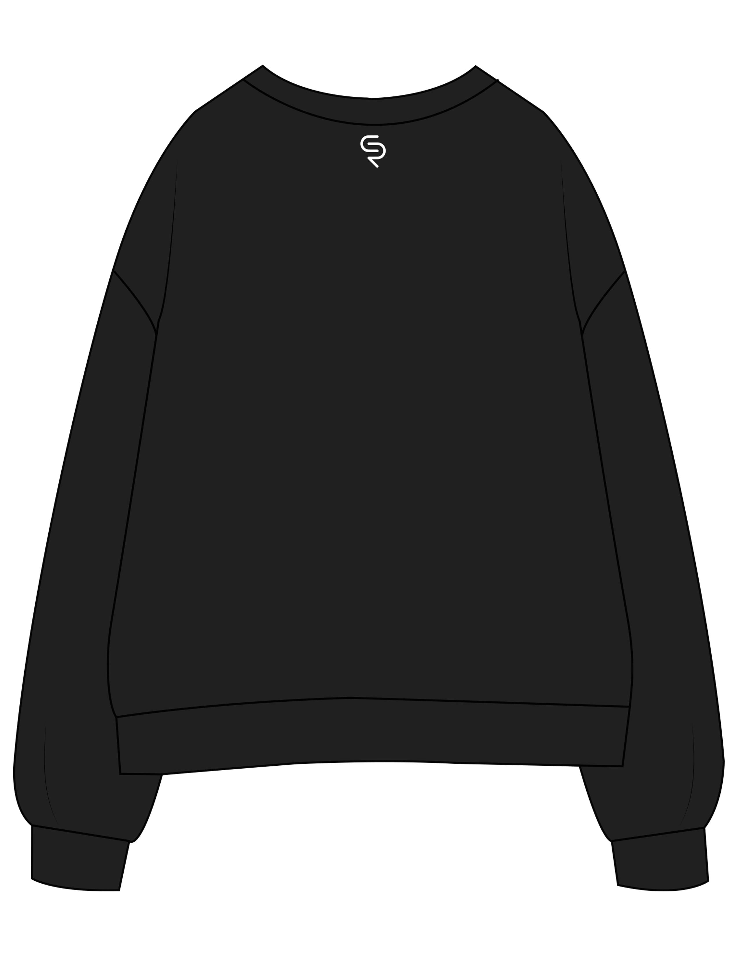 The Womens Crewneck - Black - Club Ready - Center Chest Arc & Back Neckline - Printed - White