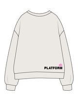 The Womens Crewneck - Bone - Platform - Left Chest Stacked & Back Bottom Right - Printed - Full Color