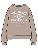 The Midweight Unisex Crewneck - Washed Cement - HiLo - Center Chest & Back Stacked - Printed - White