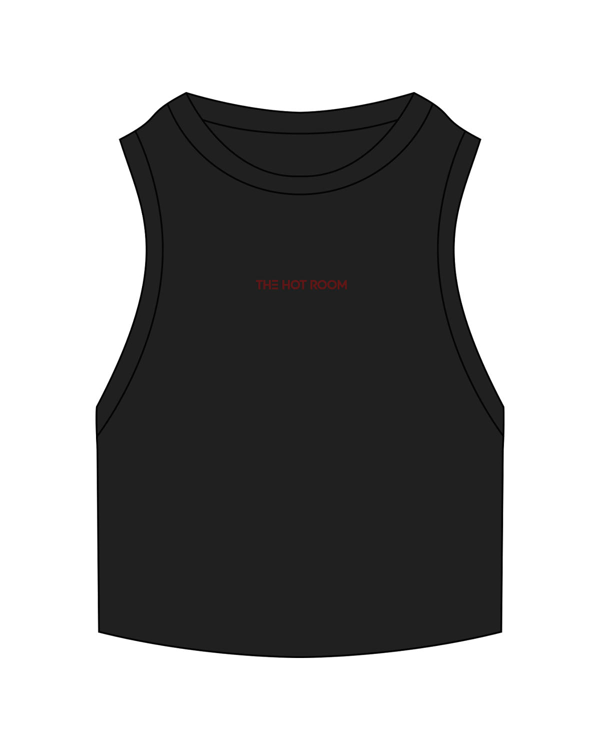 The Ribbed Crop Tank - Black - The Hot Room - Center Chest - Embroidered - Burgandy