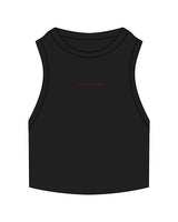 The Ribbed Crop Tank - Black - The Hot Room - Center Chest - Embroidered - Burgandy