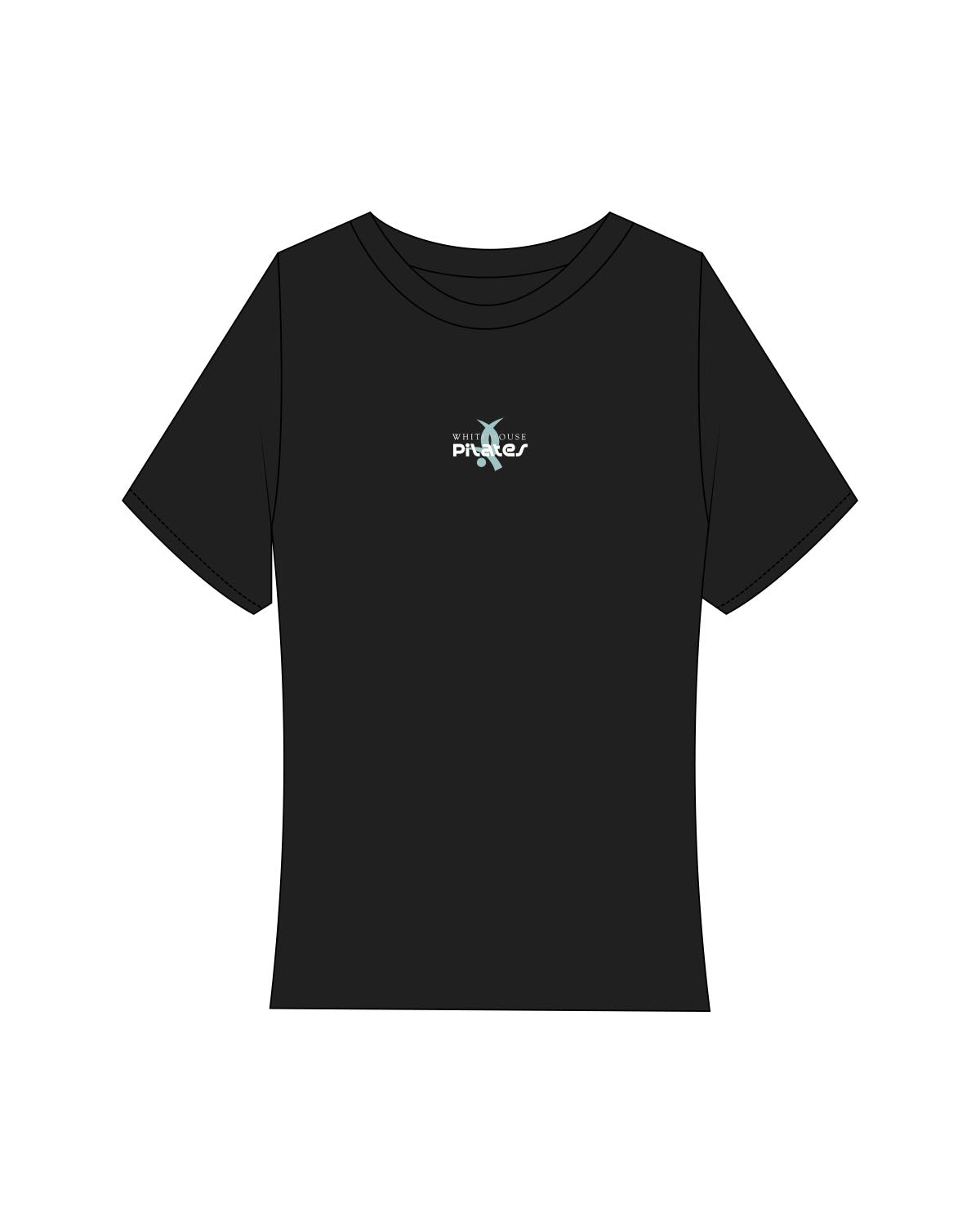 The Baby Tee - Black - White House - Center Chest - Printed - Full Color