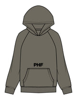 The Mens Hoodie - Cypress - Powerhouse Fitness - Front Upper Pocket & Full Back - Printed - Black