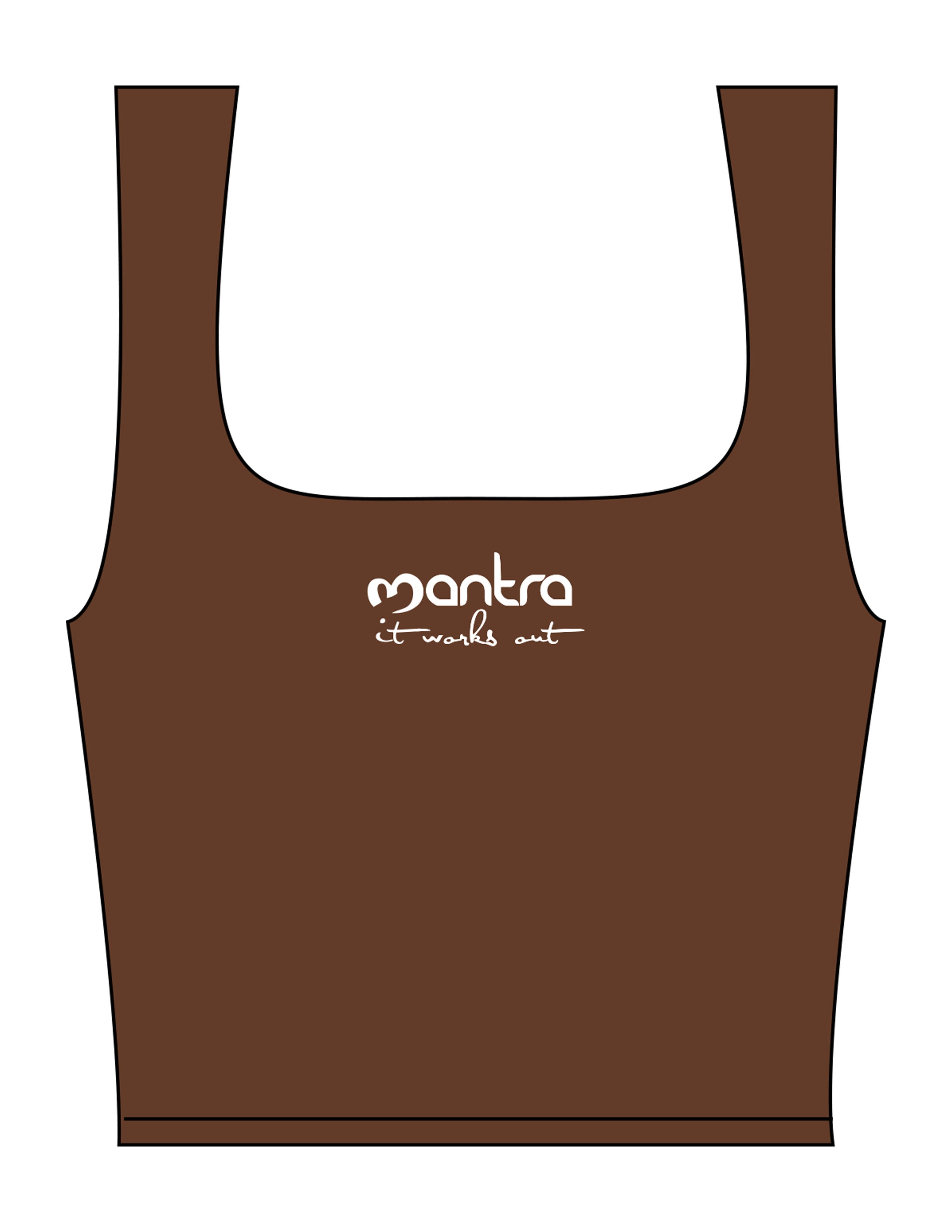 The Square Neck Tank - Brown - Mantra - Center Chest Stacked - Printed - White