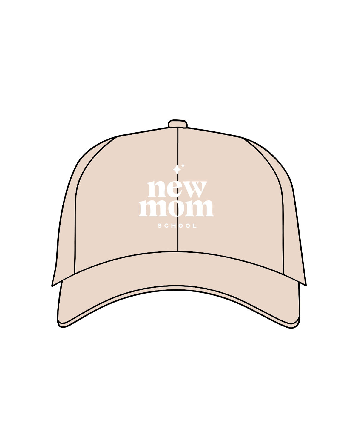 The Dad Hat - Stone - New Mom School - Center Crown Stacked Logo "NEW MOM" - Embroidered - White