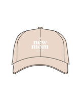 The Dad Hat - Stone - New Mom School - Center Crown Stacked Logo "NEW MOM" - Embroidered - White