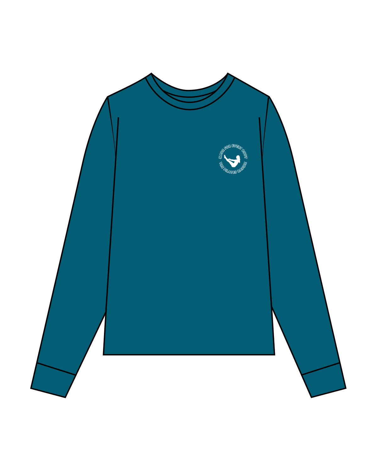 The Unisex Midweight Long Sleeve - Atlantic - Pilates Baddie - Left Chest Round - Printed - White