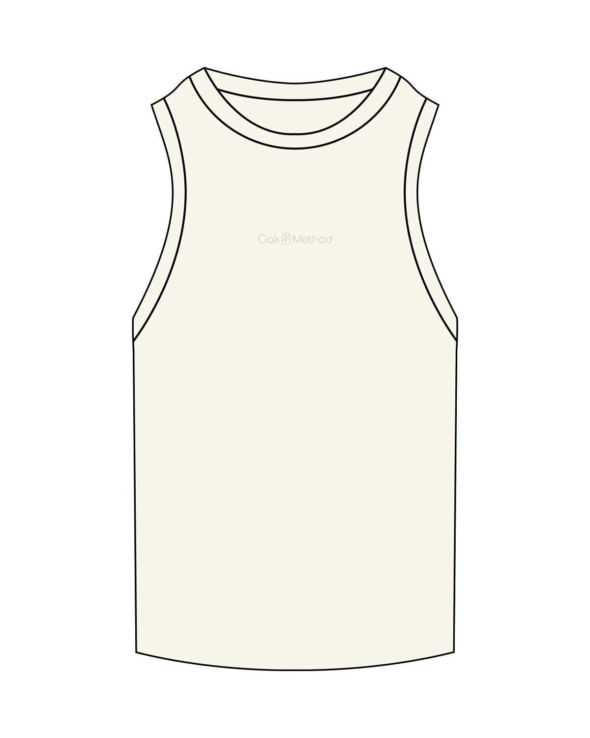 The Ribbed Full Length Tank - Off White - The Oak Method - Center Chest - Embroidered - Tone on Tone