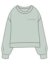 The Womens Sueded Crewneck - Denim Green - Balanced Self - Left Chest & Back Stacked - Printed - Tone on Tone