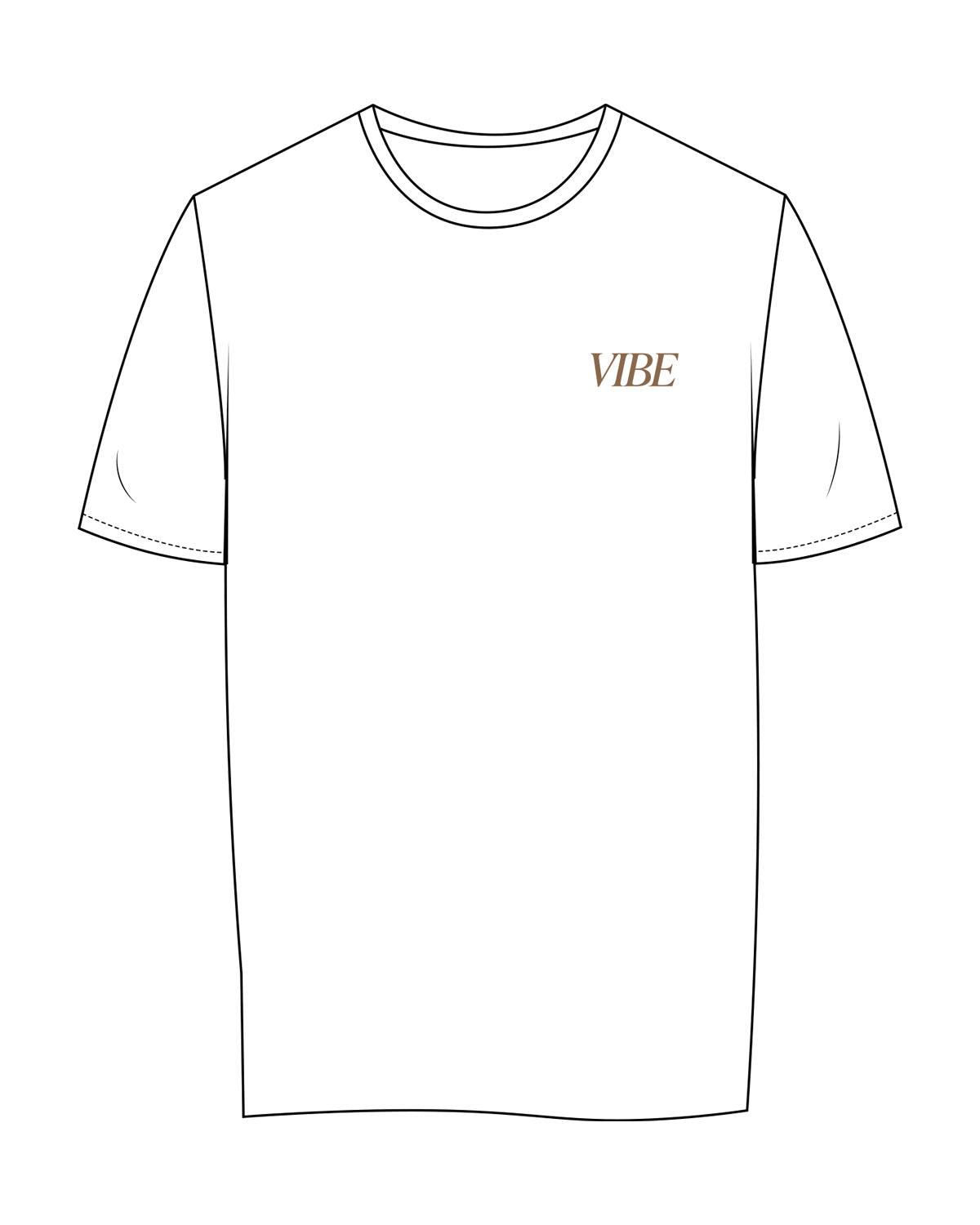 The Womens Tee - White - Vibe Barre - Left Chest & Center Back Stacked Logo - Printed - Full Color