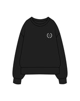 The Womens Heavyweight Crewneck - Black - Platform - Left Chest & Back -Printed - White
