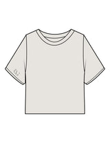 The Heavyweight Crop Tee - Washed Bone - RAG Collaborative - Right Sleeve - Embroidered - Tone on Tone