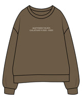 The Mens Classic Crewneck - Walnut - Fed By The Fruit - Chest Stacked & Back Stacked - Printed - Off White