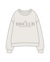 The Womens Crewneck - Bone - Mantra - Center Chest Stacked "100 CLUB" - Printed - Tone on Tone