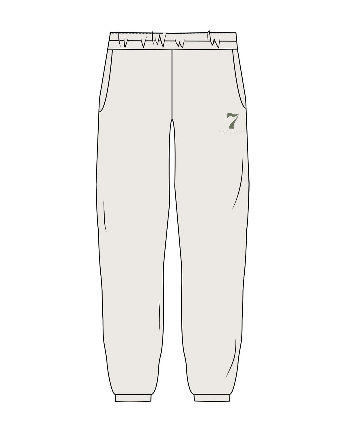 The Mens Sweatpants - Bone - STUDIO 7 - Left Leg Logo - Printed - Sage