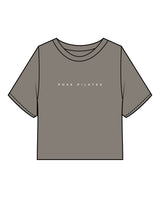 The Heavyweight Crop Tee - Washed Gray - Pose Pilates - Cenetr Chest - Back Round Stacked - White Printed