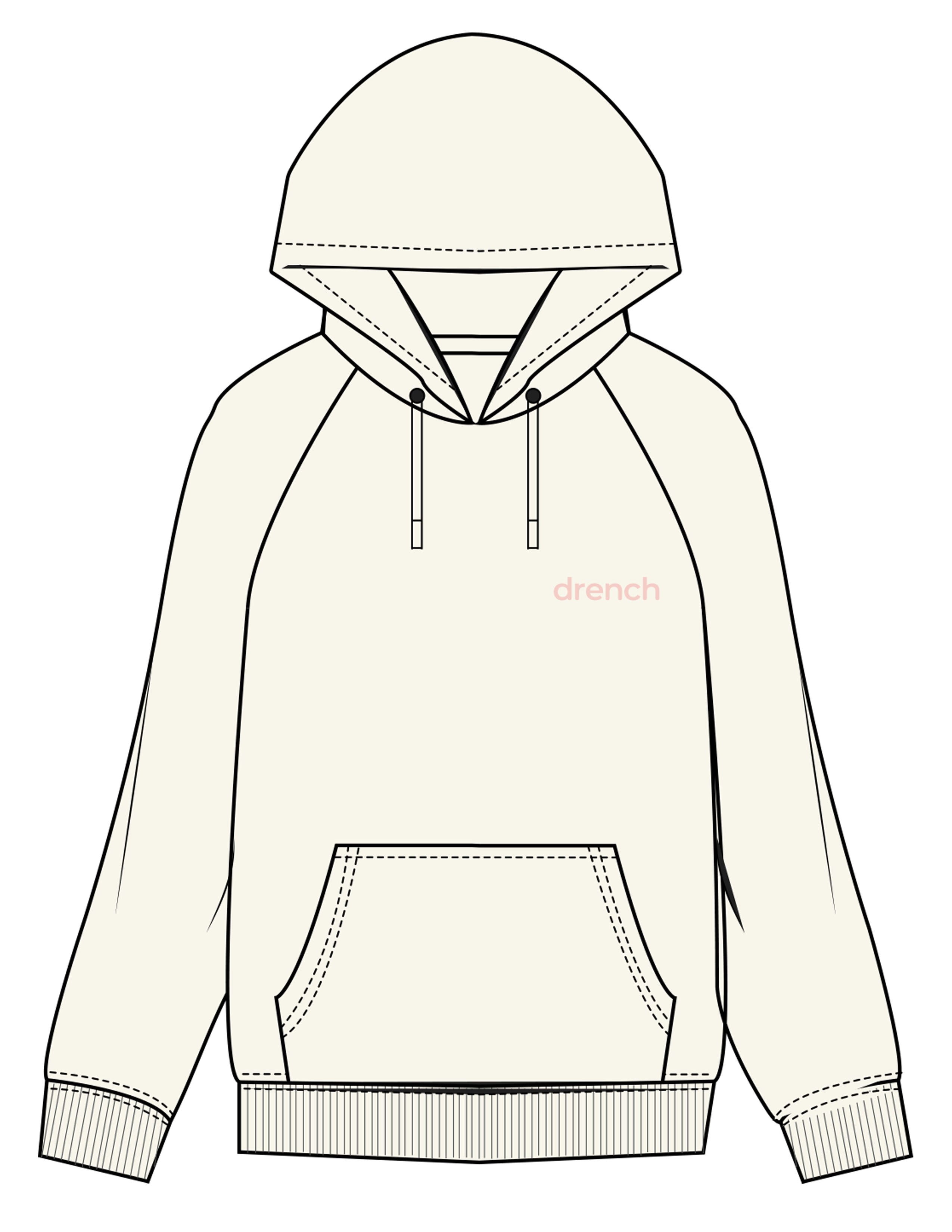 The Mens Heavyweight Hoodie - Off White - Drench - Left Chest - EMB - Sherbert