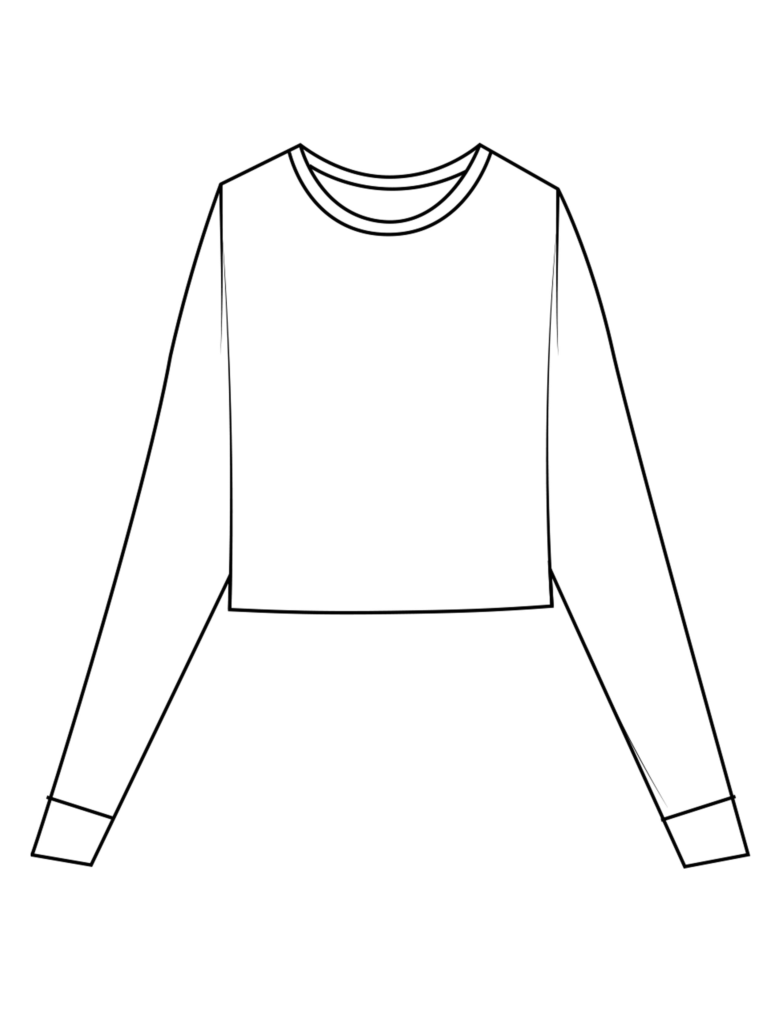 The Micro Rib Crop Long Sleeve - White - The Studio (MDR) - Back Neckline - Printed - Gray