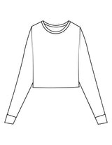 The Micro Rib Crop Long Sleeve - White - The Studio (MDR) - Back Neckline - Printed - Gray