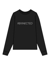 The Mens Long Sleeve - Black - REKINECTED - Center Chest & Center Back Circular - Printed - White