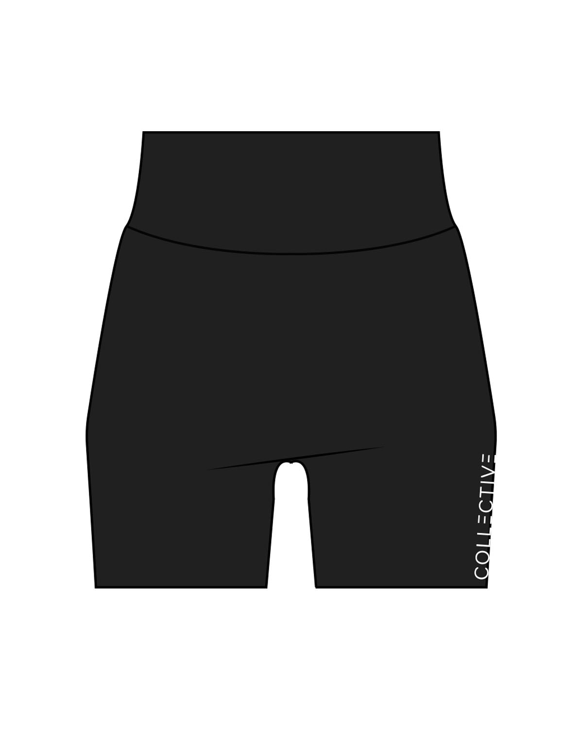 The Basic Short - Black - Collective Studios - Left Leg - Side Thigh - From Bottom To Top - White