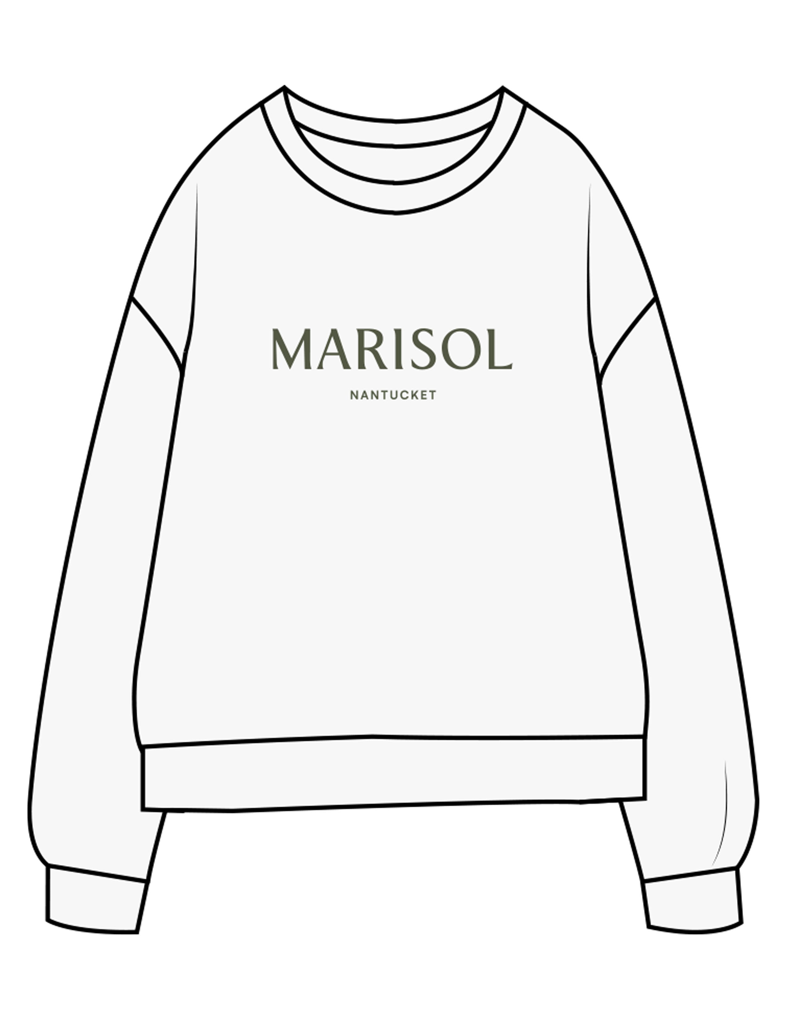 The Midweight Unisex Crewneck - Washed White - Forme Barre Nantucket - Center Chest Stacked - Printed - Olive
