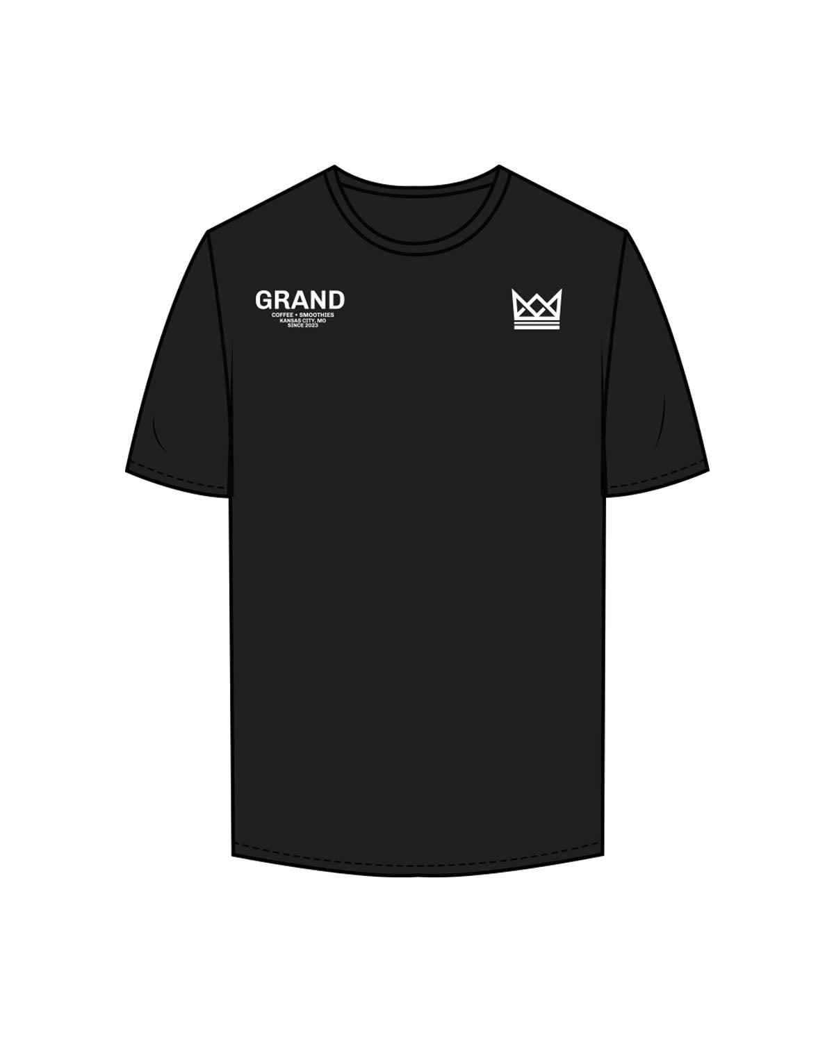 The Mens Tee - Black - Grand Co - Left & Right Upper Chest - Back Stacked "RUN CLUB" - Printed - White