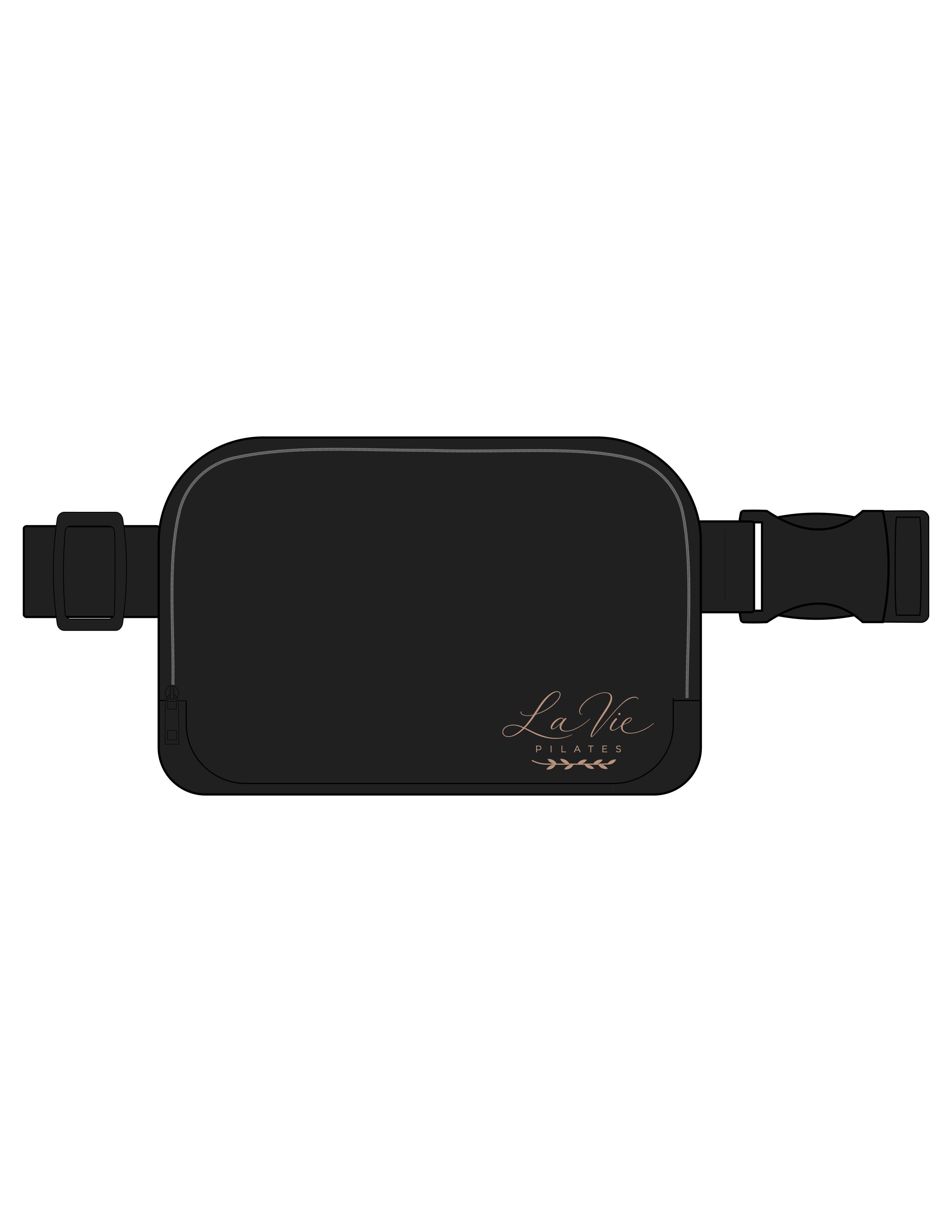The Cross Body Bag - Black - La Vie Pilates - Front Bottom Left Body - Printed - Light Brown