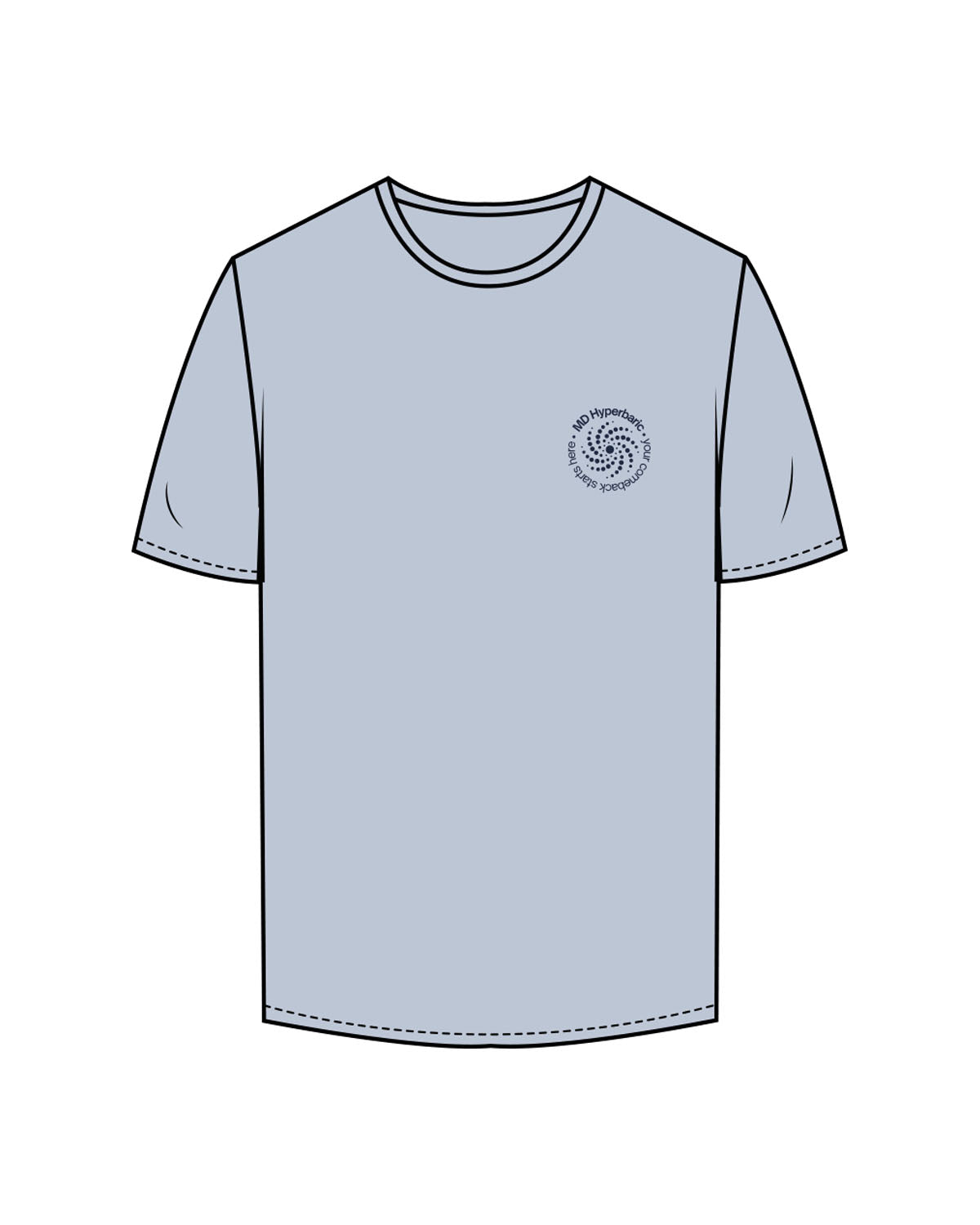 The Mens Tee - Powder - MD Hyperbaric - Left Chest Round & Back Illustration - Printed - Navy