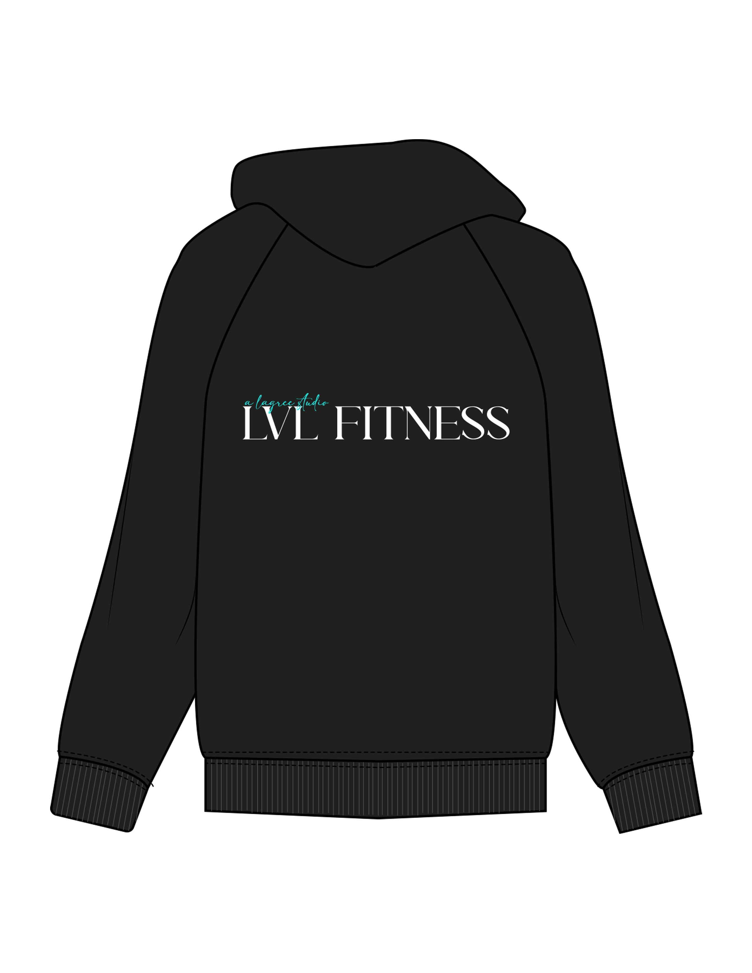 The Womens Zip Hoodie - Black - LVL - Left Chest & Center Back - Printed - Full Color