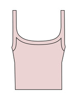 The Micro Rib Strappy Crop Tank - Pink - Golden Hour - Front Bottom Stacked - Printed - White