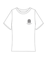 The Baby Tee - White - Aldrich Agency - Left Chest Stacked - Printed - Black