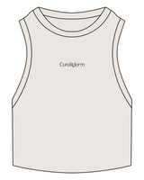 The Ribbed Crop Tank - Bone - CoreReform - Center Chest - Embroidered - Charcoal