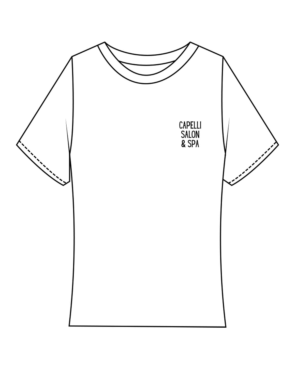 The Baby Tee - White - Capelli Salon & Spa - Left Chest Stacked - Black