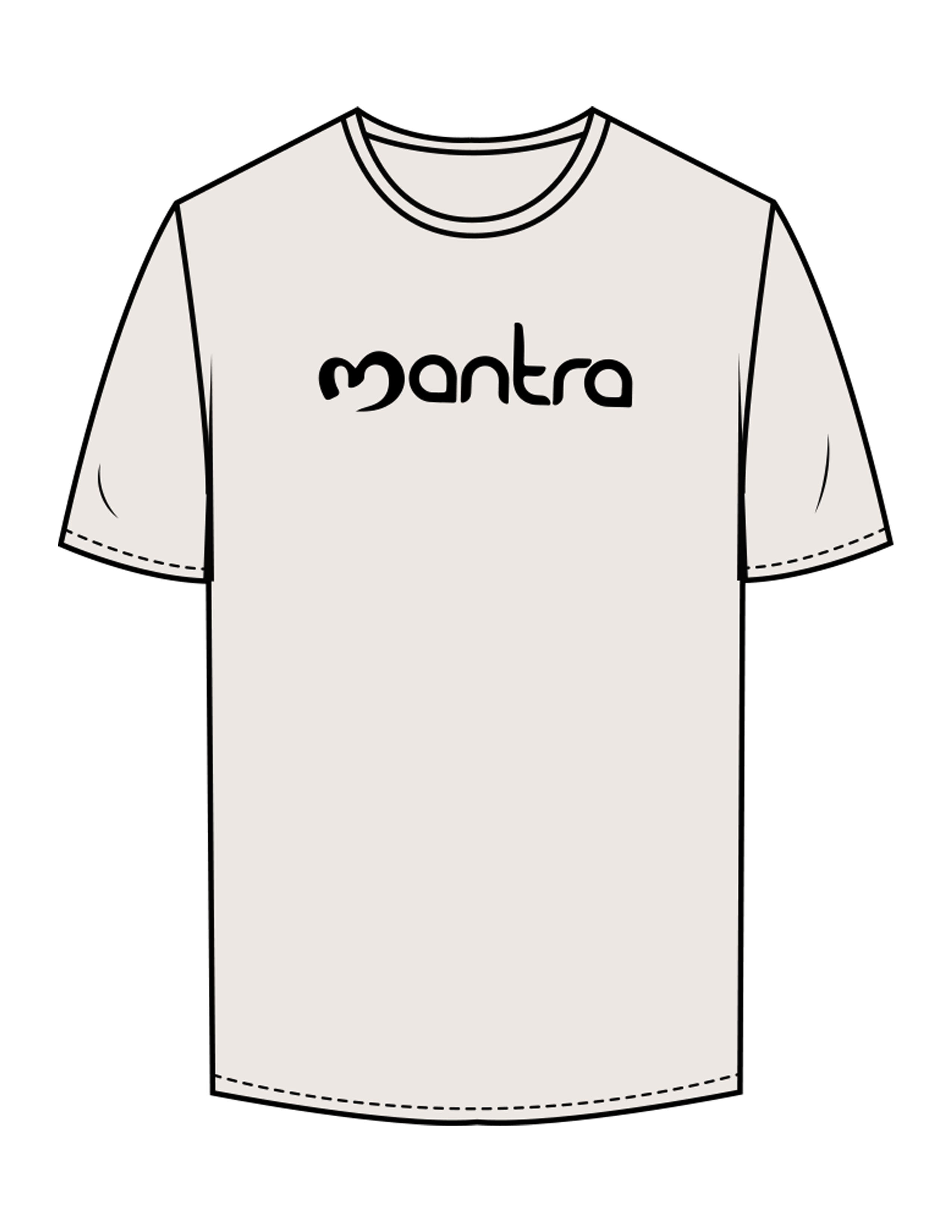The Mens Tee - Bone - Mantra - Center Chest & Back Neckline - Printed - Black
