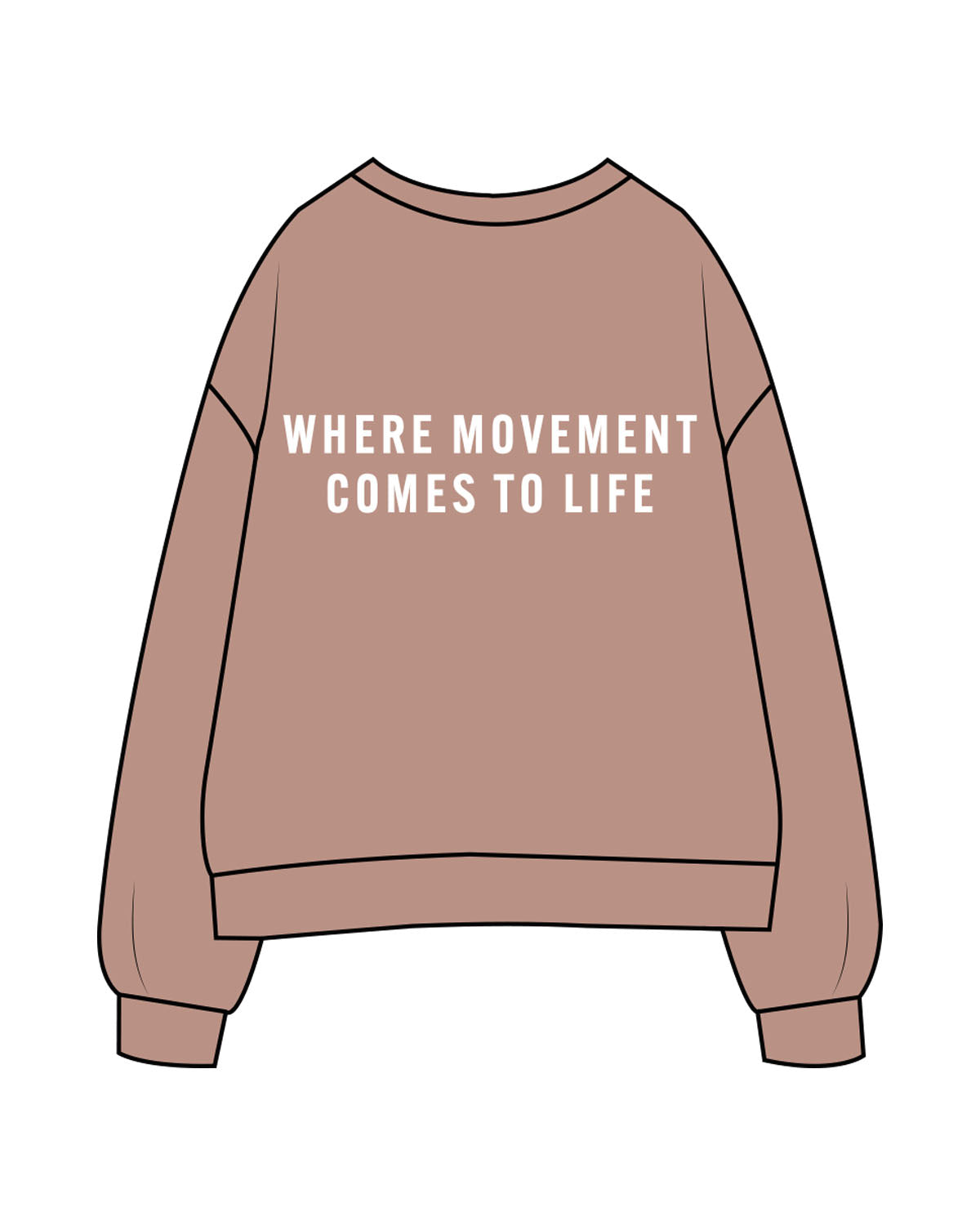 The Womens Crewneck - Clay - Viva Pilates - Left Chest Stacked & Center Back - Printed - White