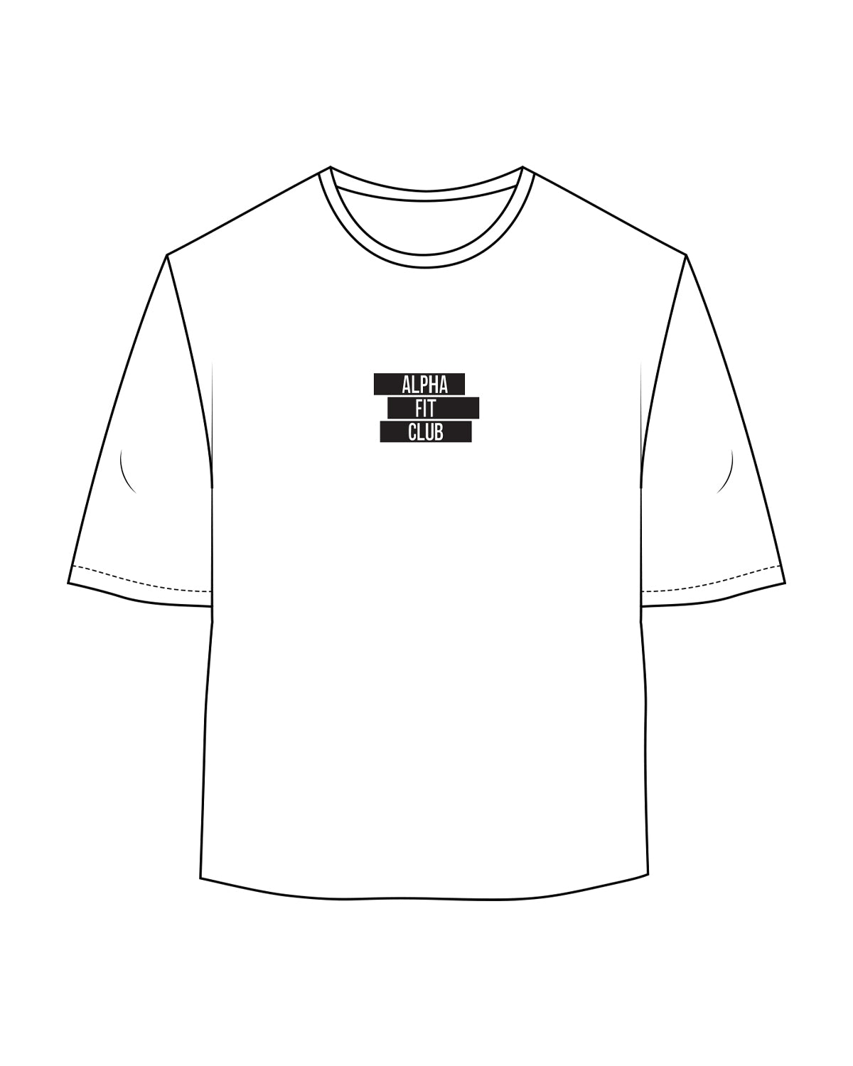 The Oversized Crop Tee - White - Alpha Fit - Chest Center Stacked - Black