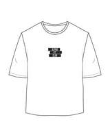 The Oversized Crop Tee - White - Alpha Fit - Chest Center Stacked - Black