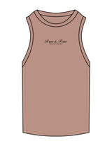 The Ribbed Full Length Tank - Clay - Rise and Tone - Center Chest Stacked - Embroidered - Black