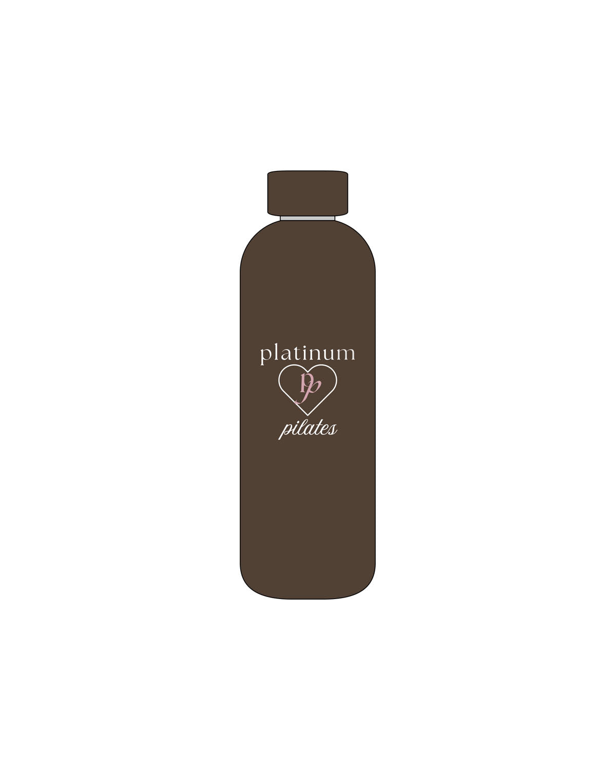 The Water Bottle - Coffee - Platinum Pilates - Center Body Stacked - Printed - Full Color