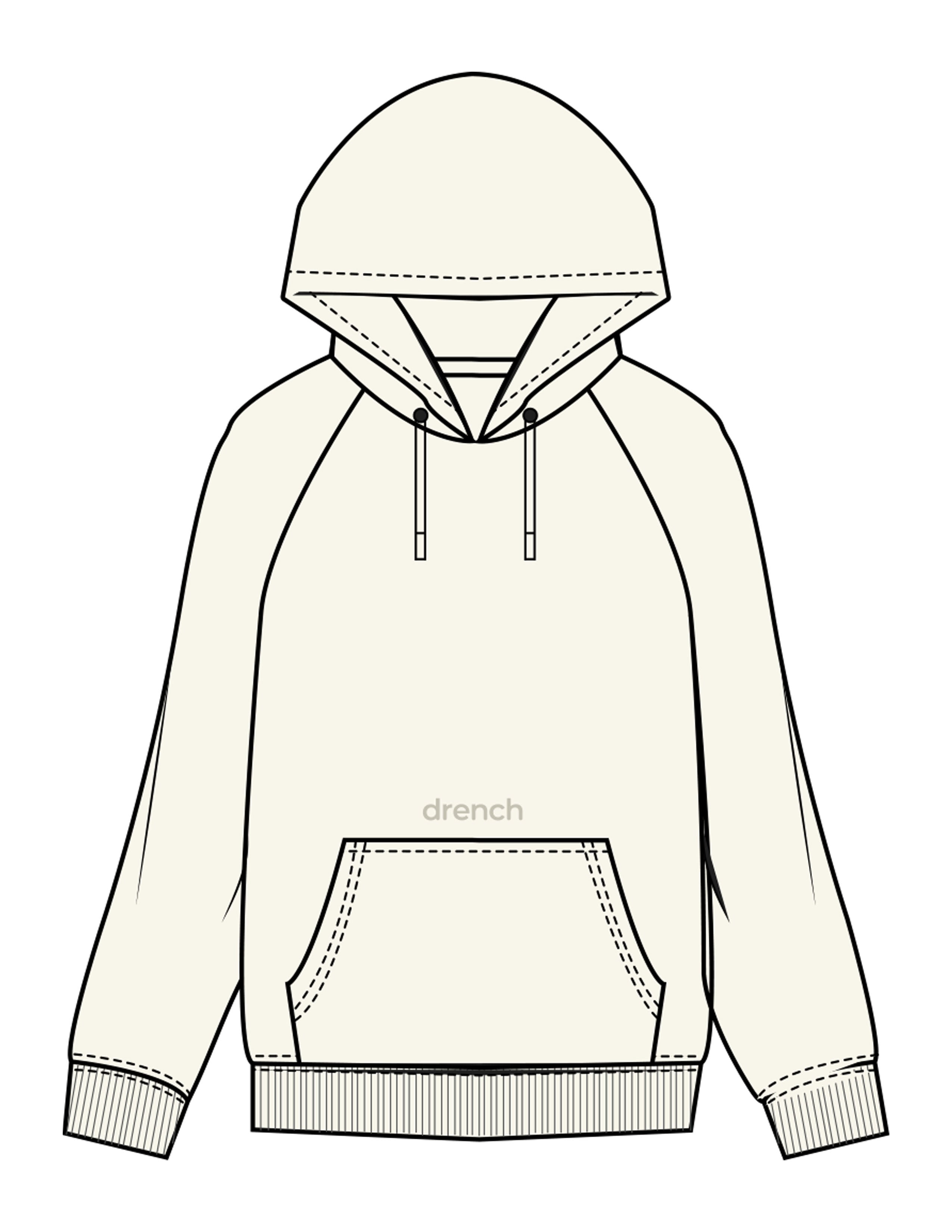 The Mens Heavyweight Hoodie - Off White - Drench - Upper Pocket - Embroidered - Tone on Tone