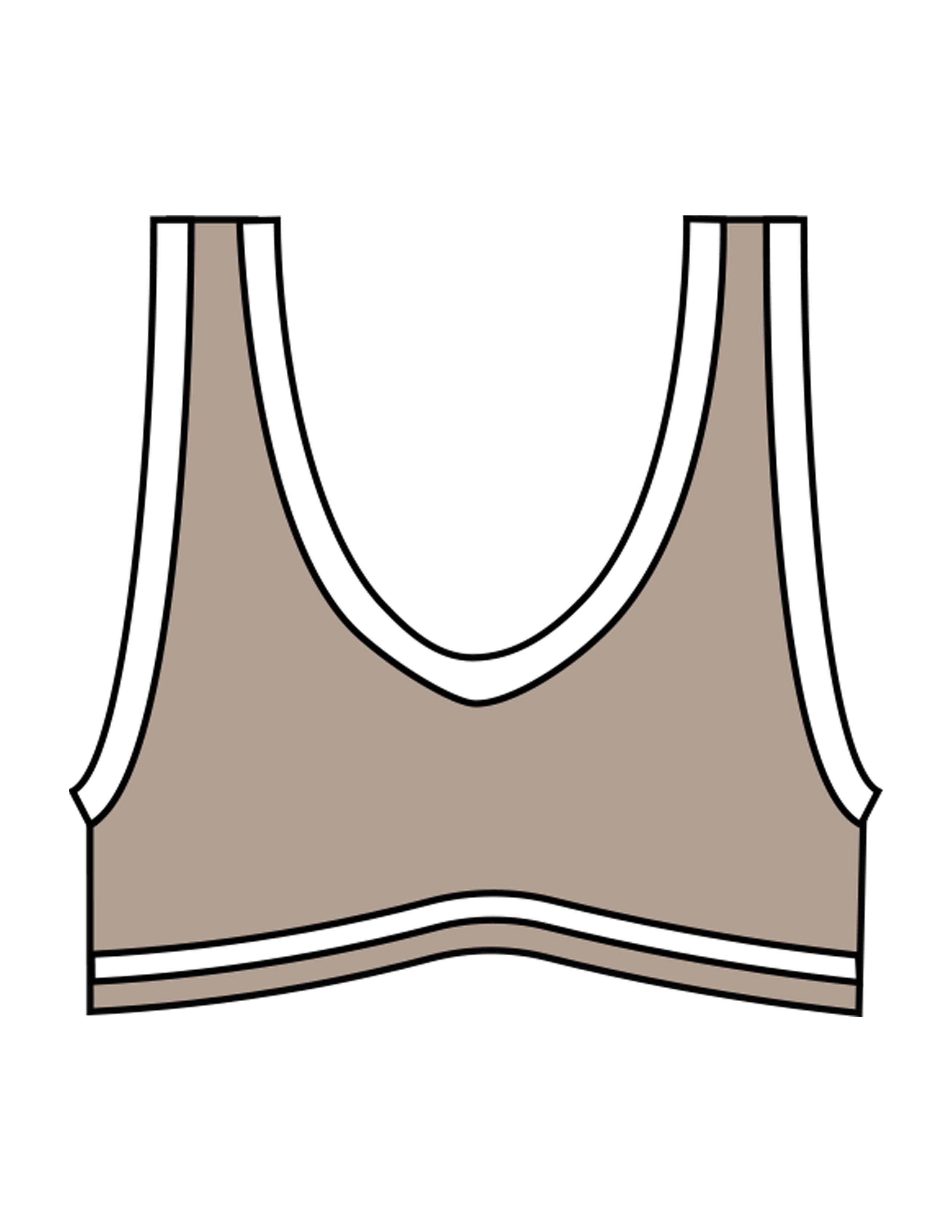 The Piped Bra - Brown - The Refinery Fitness Studio - Center Back - Printed - White