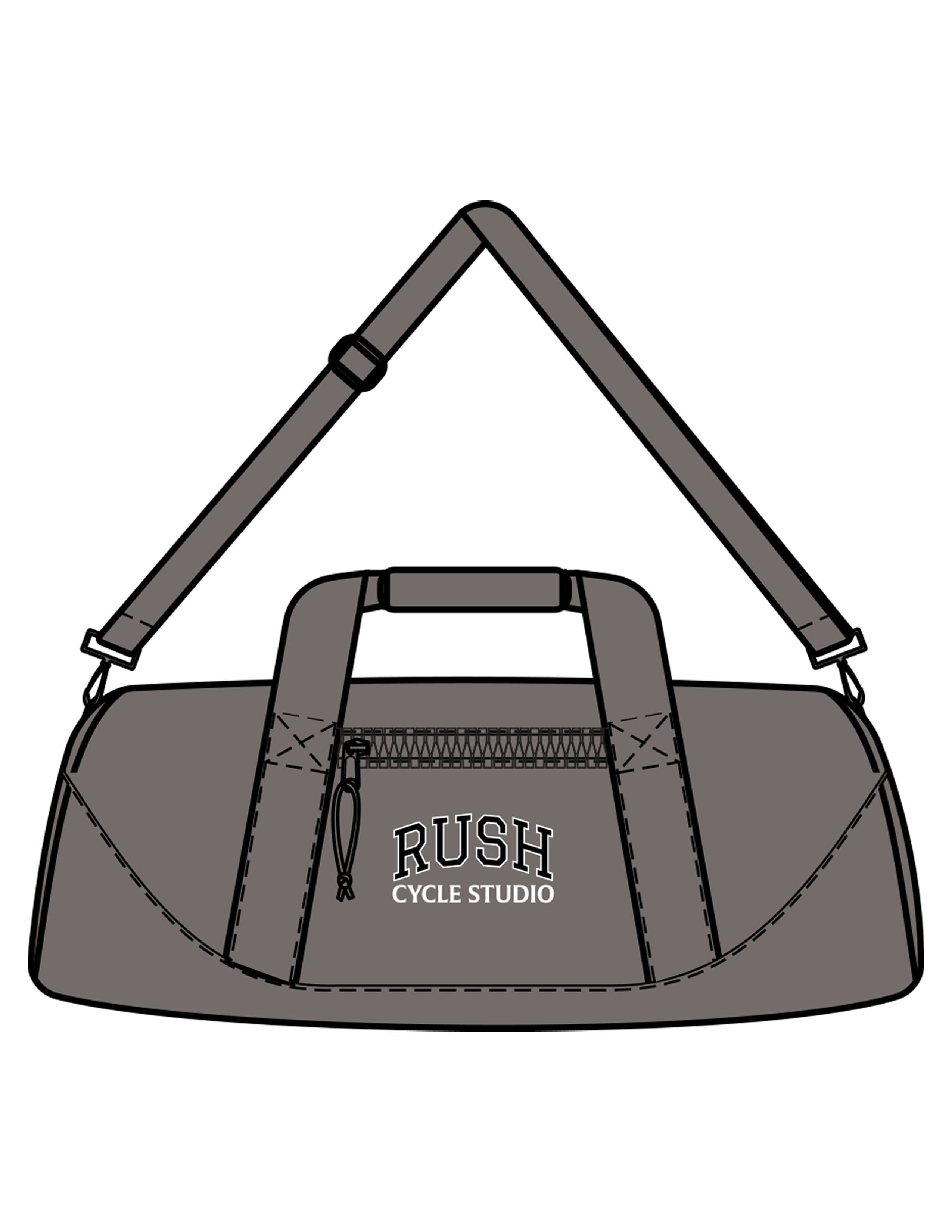 The Gym Duffel - Gray - Rush Cycle Studio - Center Body Stacked - Printed - Full Color