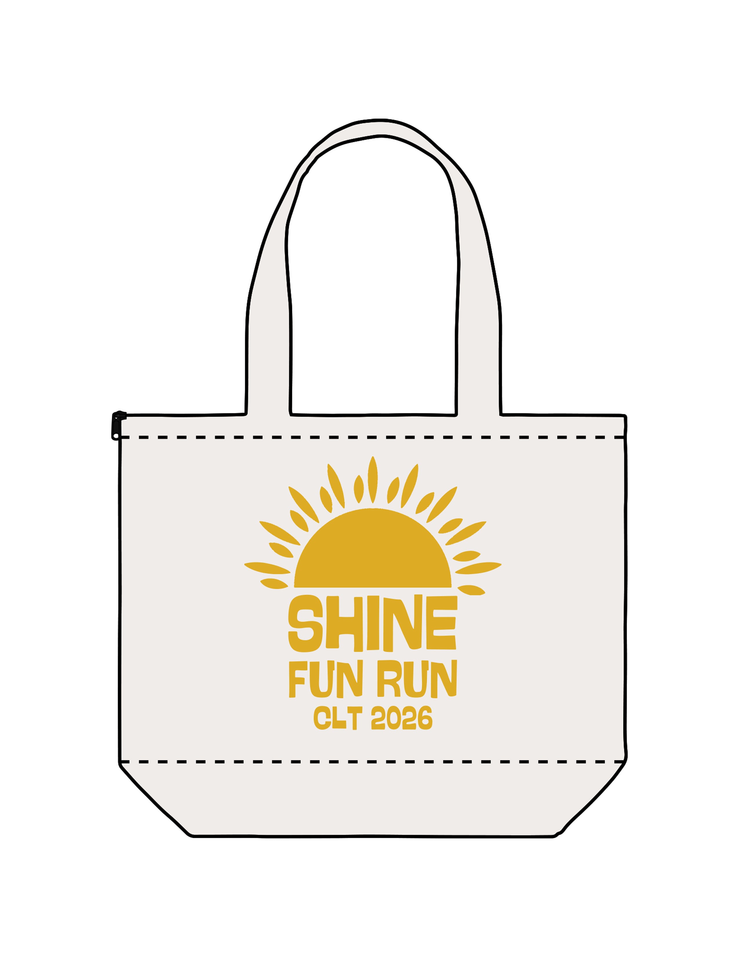 The Zipper Tote Bag - Natural - The Shine Project - Center Body Stacked - Printed - Yellow